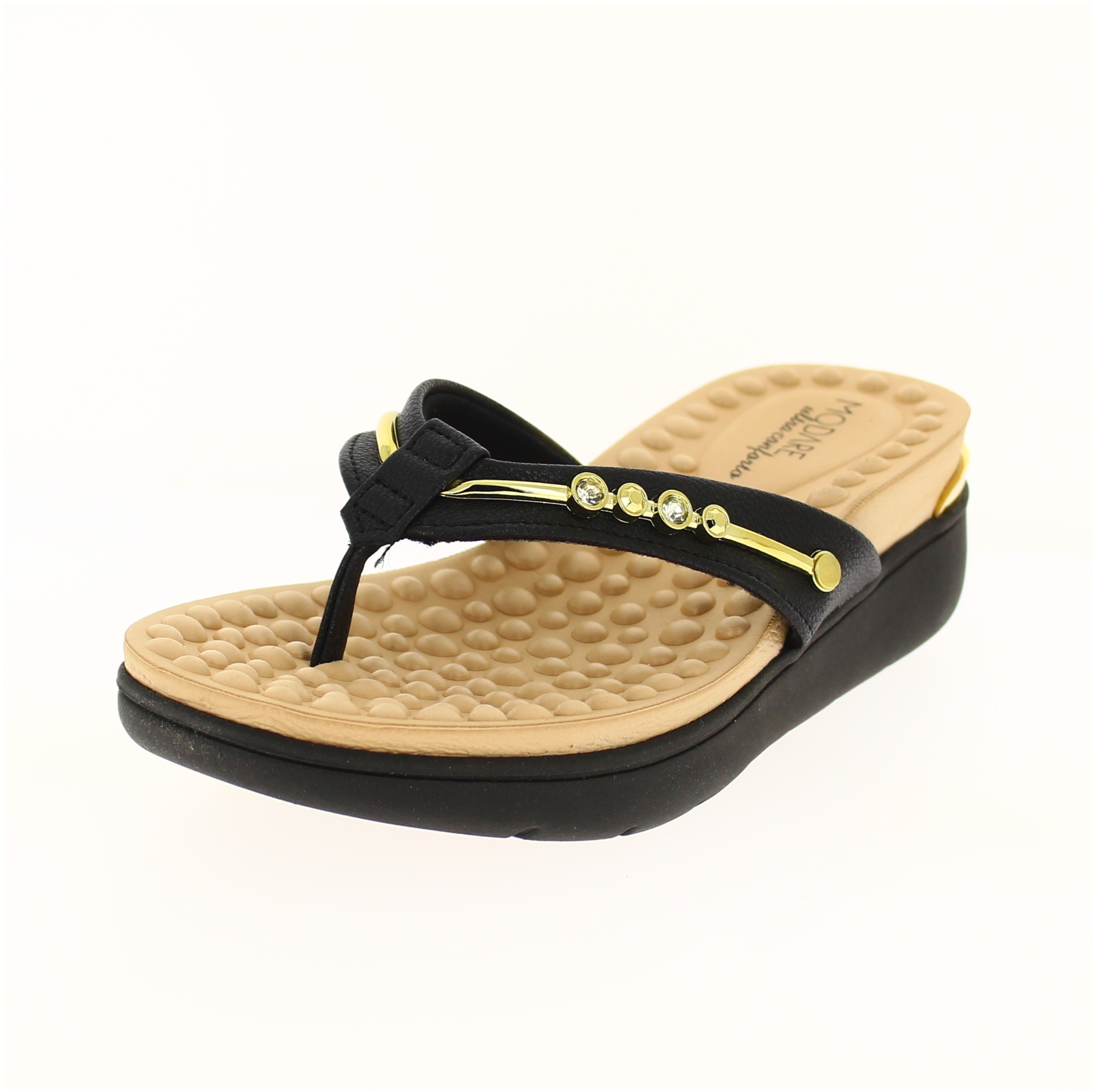 MODARE Women Casual V-strap Slipper Black