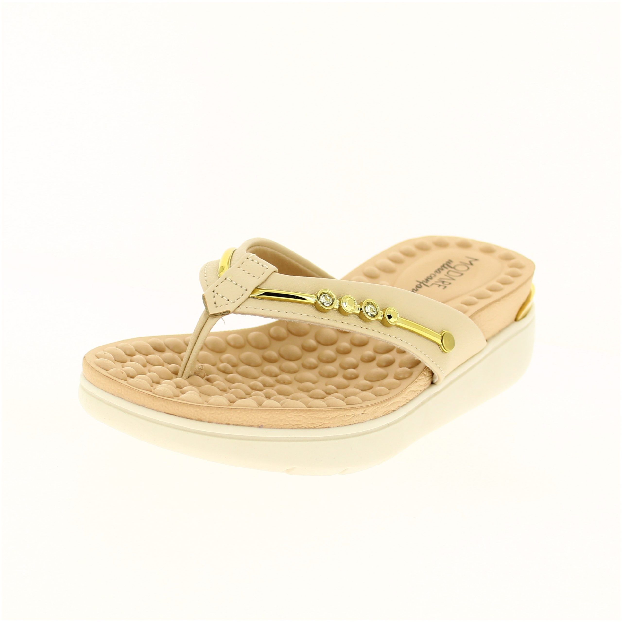 MODARE Women Casual V-strap Slipper Cream