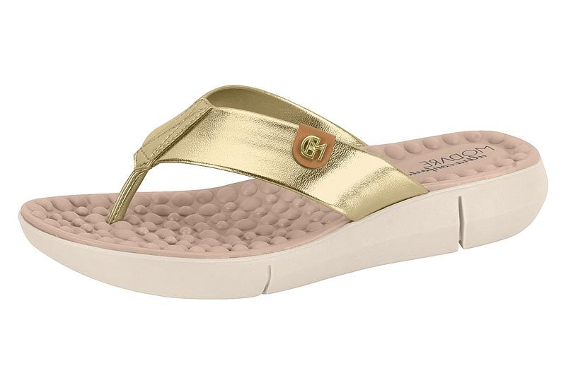 MODARE Women Casual V-strap Slipper Gold