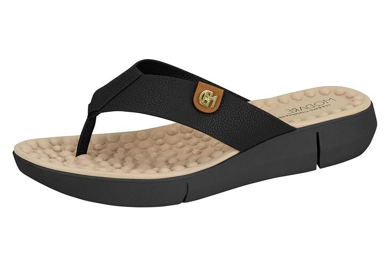 MODARE Women Casual V-strap Slipper Black