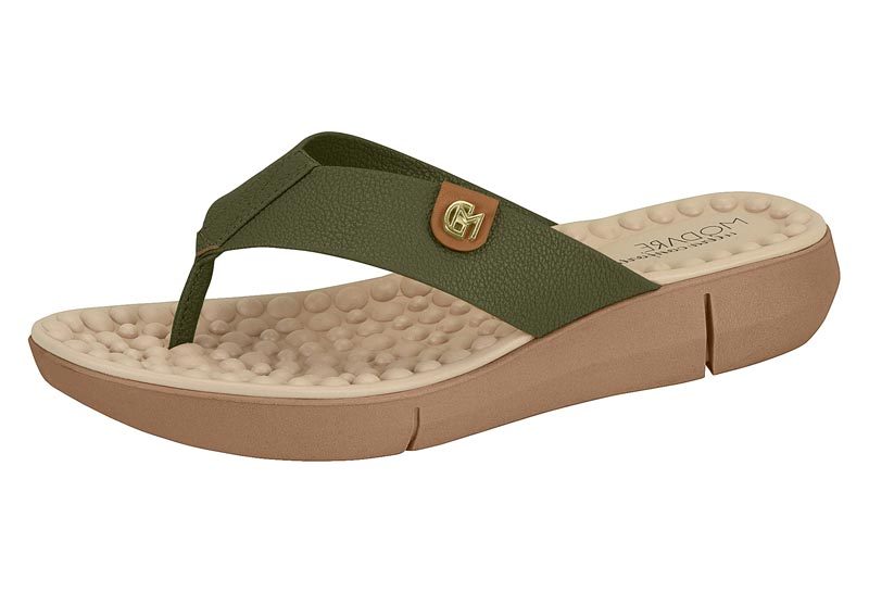 MODARE Women Casual V-strap Slipper Olive