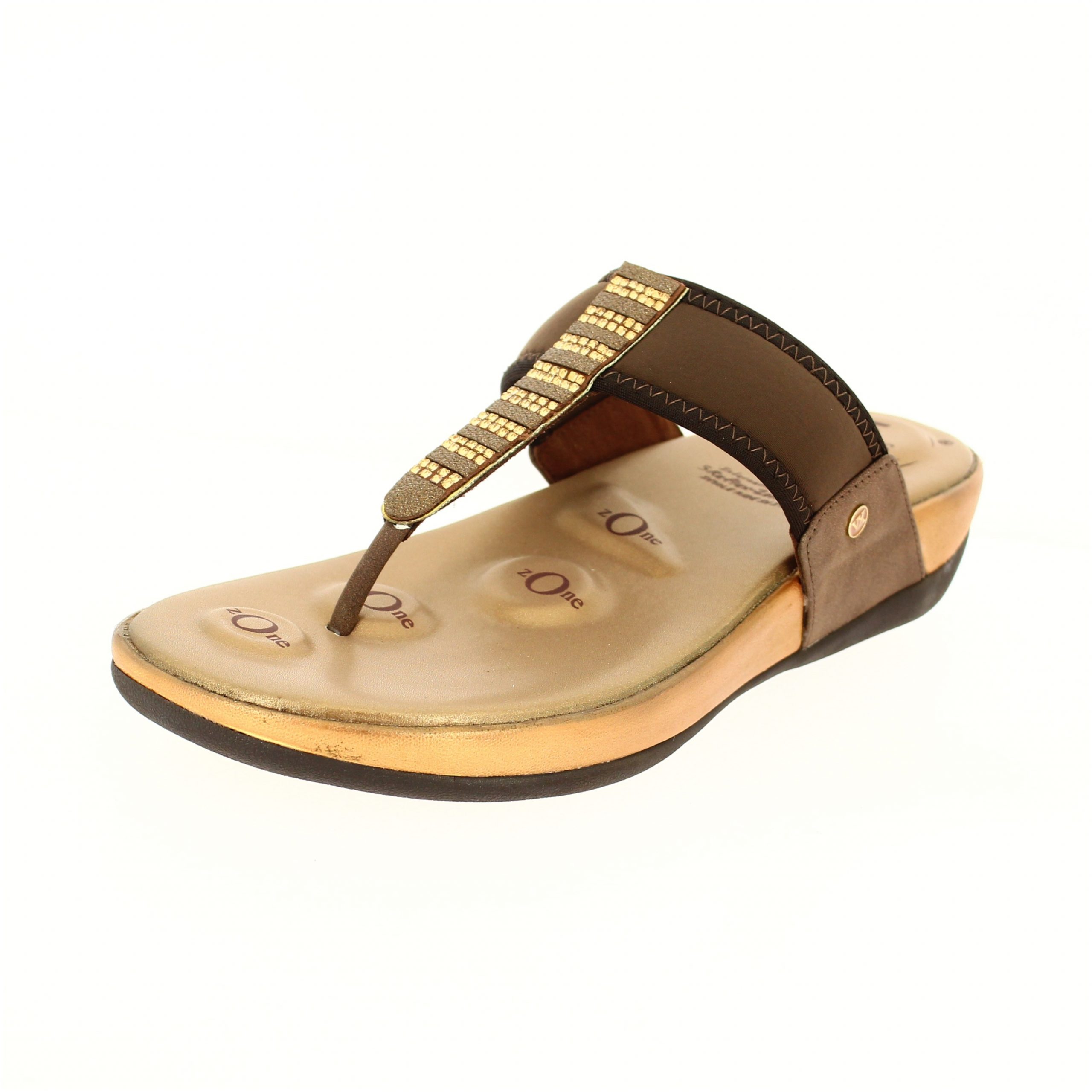 Von Wellx Women Casual T-Strap Slippers Brown