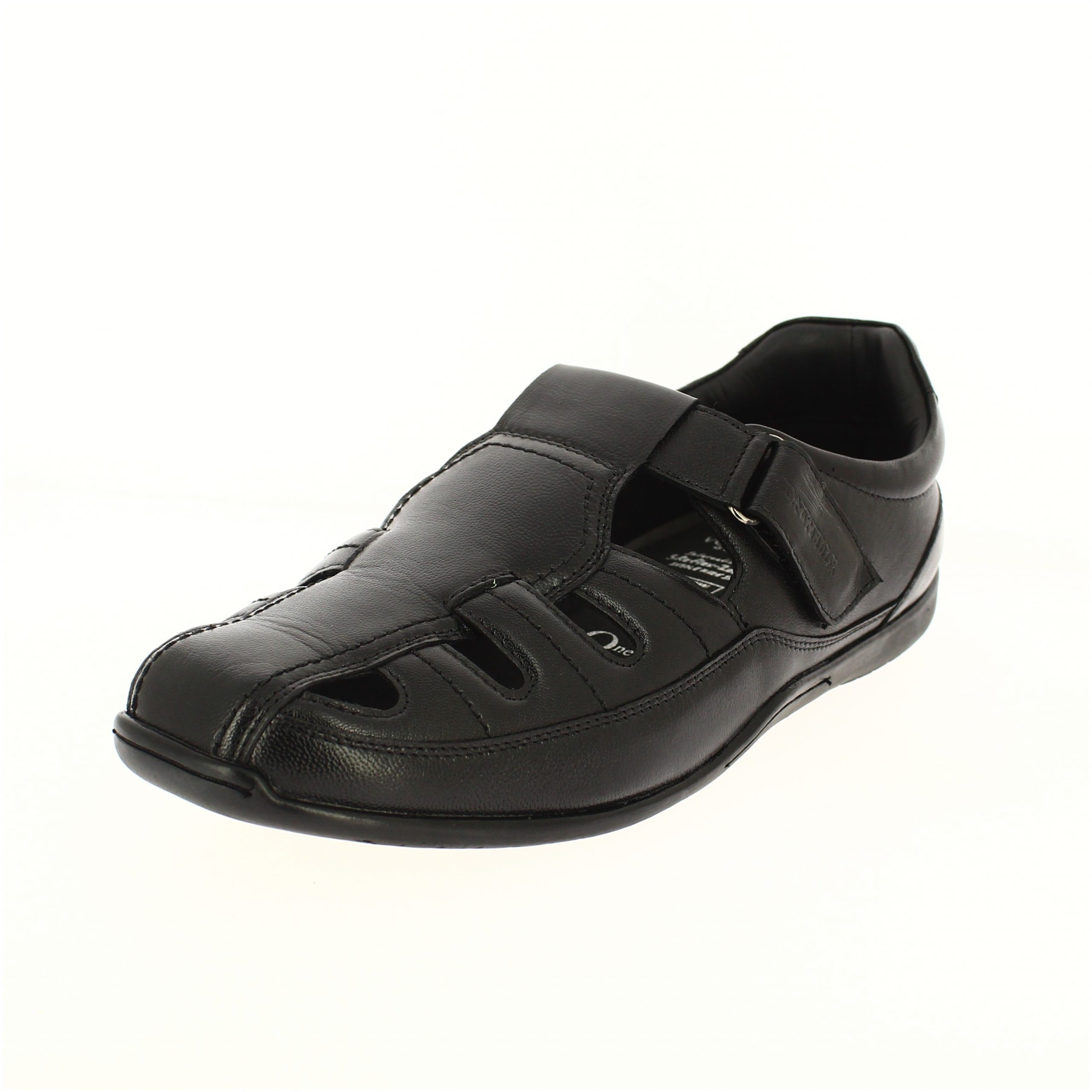 Von Wellx Men Casual T-Strap Slippers Black