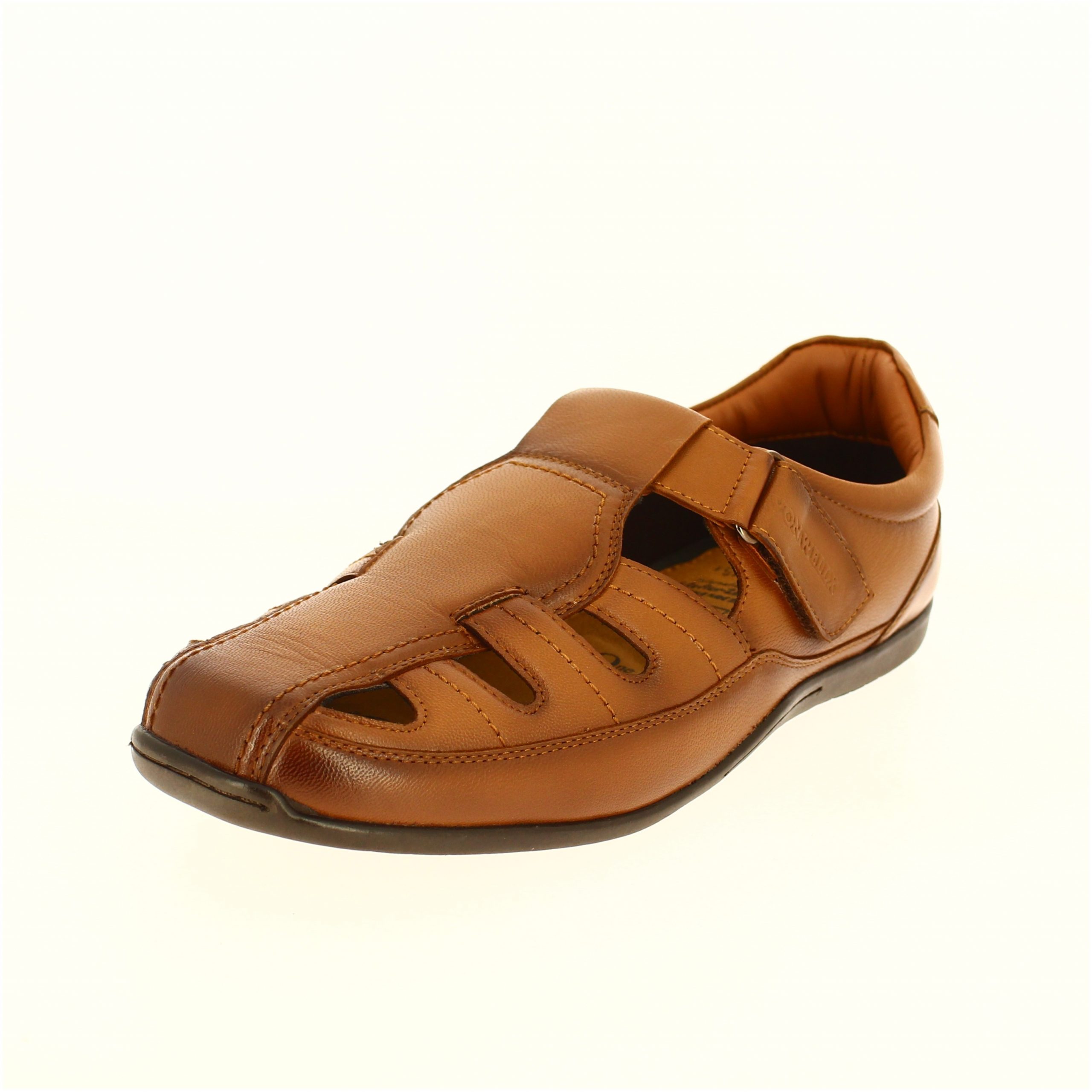 Von Wellx Men Casual T-Strap Slippers Tan