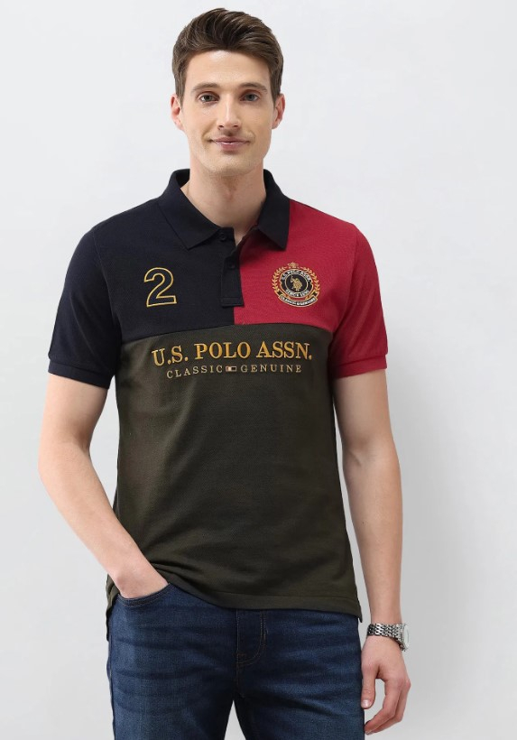 US POLO Men Casual Half Sleeve T-Shirt Olive