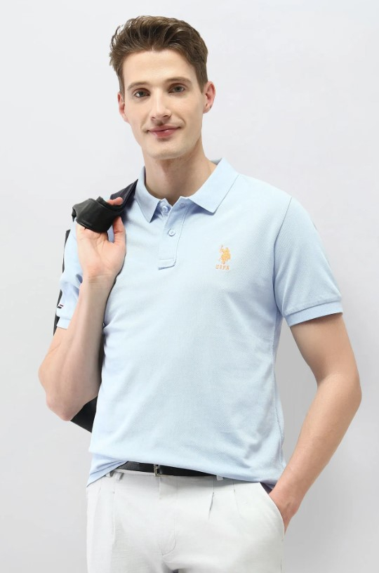 US POLO Men Casual Half Sleeve T-Shirt Blue