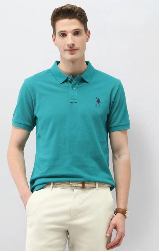 US POLO Men Casual Half Sleeve T-Shirt Green