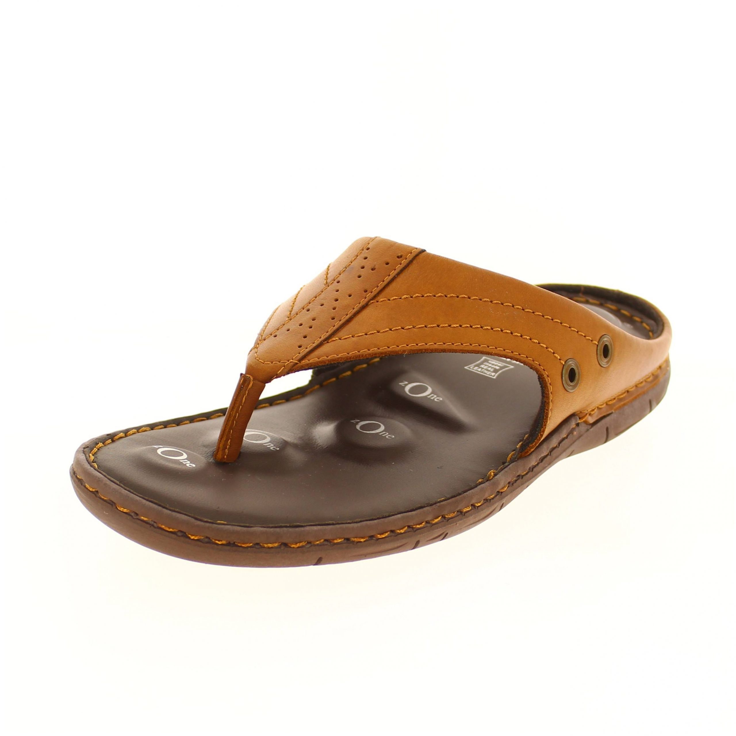 Von Wellx Men Casual T-Strap Slippers Brown