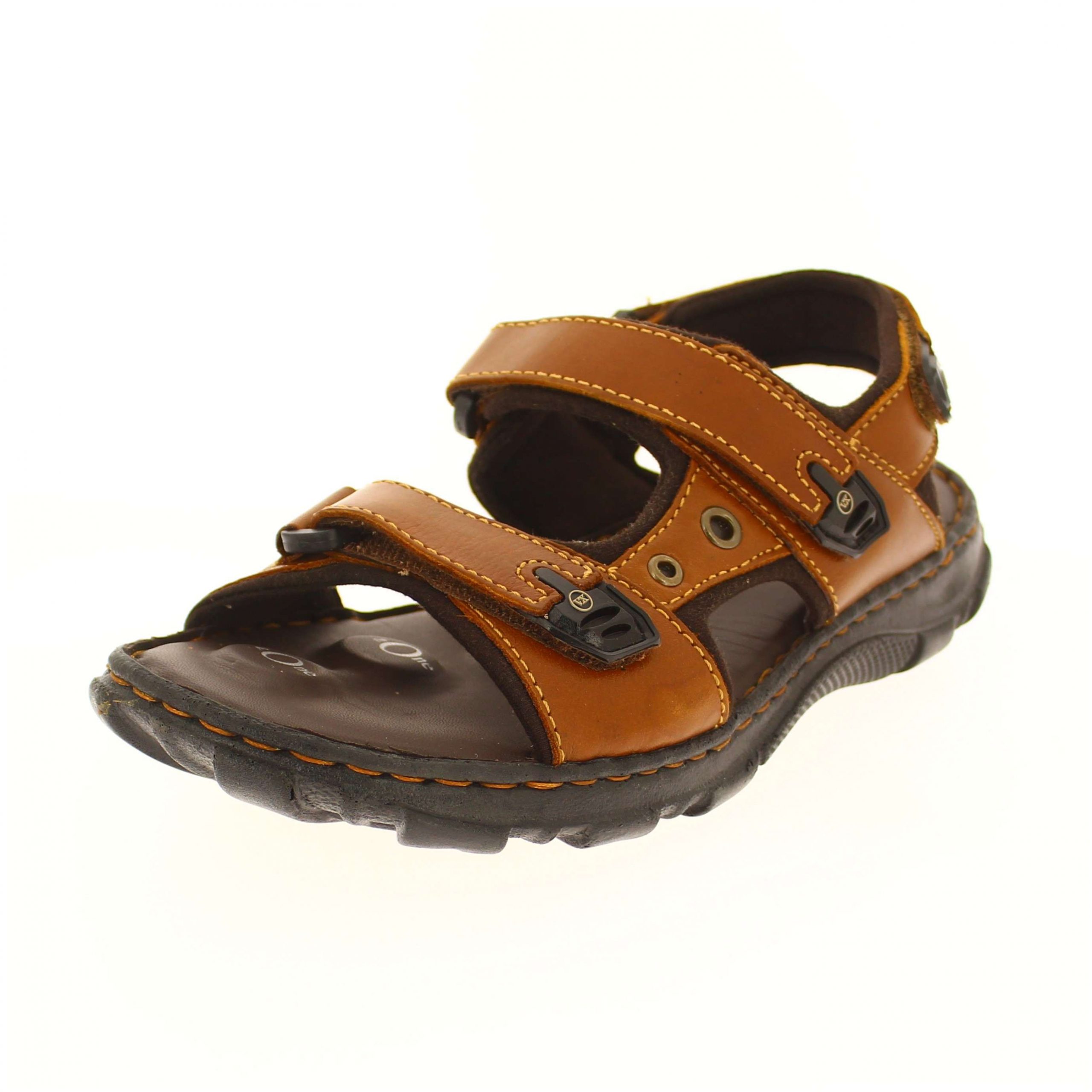 Von Wellx Men Casual T-Strap Sandals Tan
